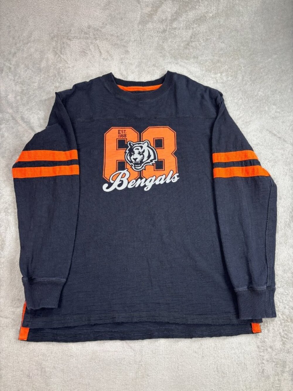 Vintage NFL Pro Line Cincinnati Bengals Shirt Mens XL Black Orange Long Sleeve